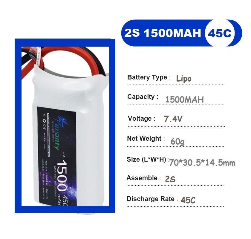 2 pièces 7.4V Lipo 2S batterie - Drone Lipo Battery avis et prix