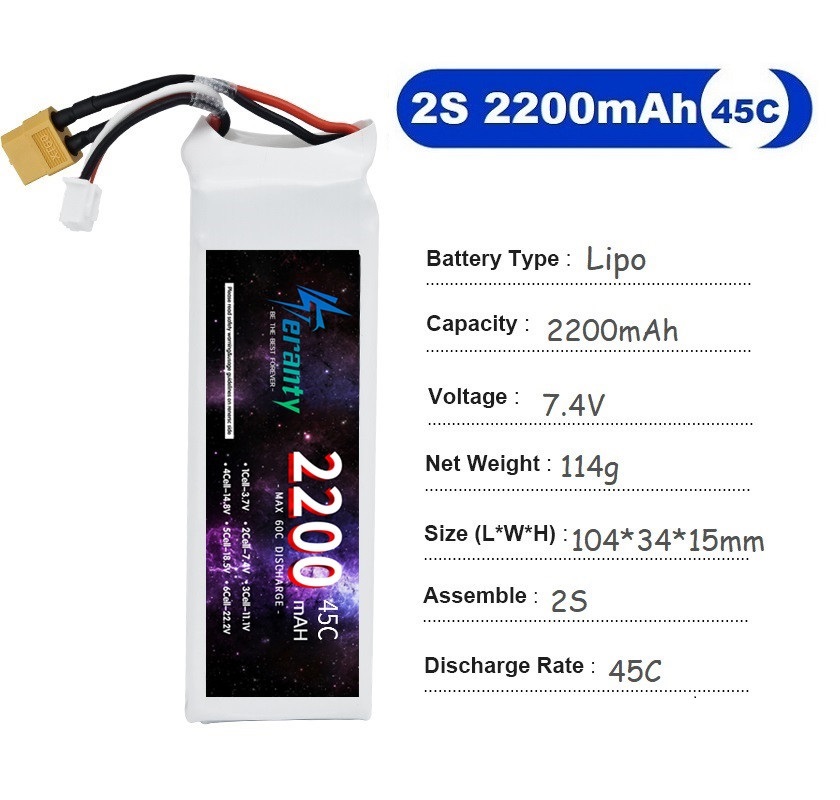 2 pièces 7.4V Lipo 2S batterie - Drone Lipo Battery avis et prix