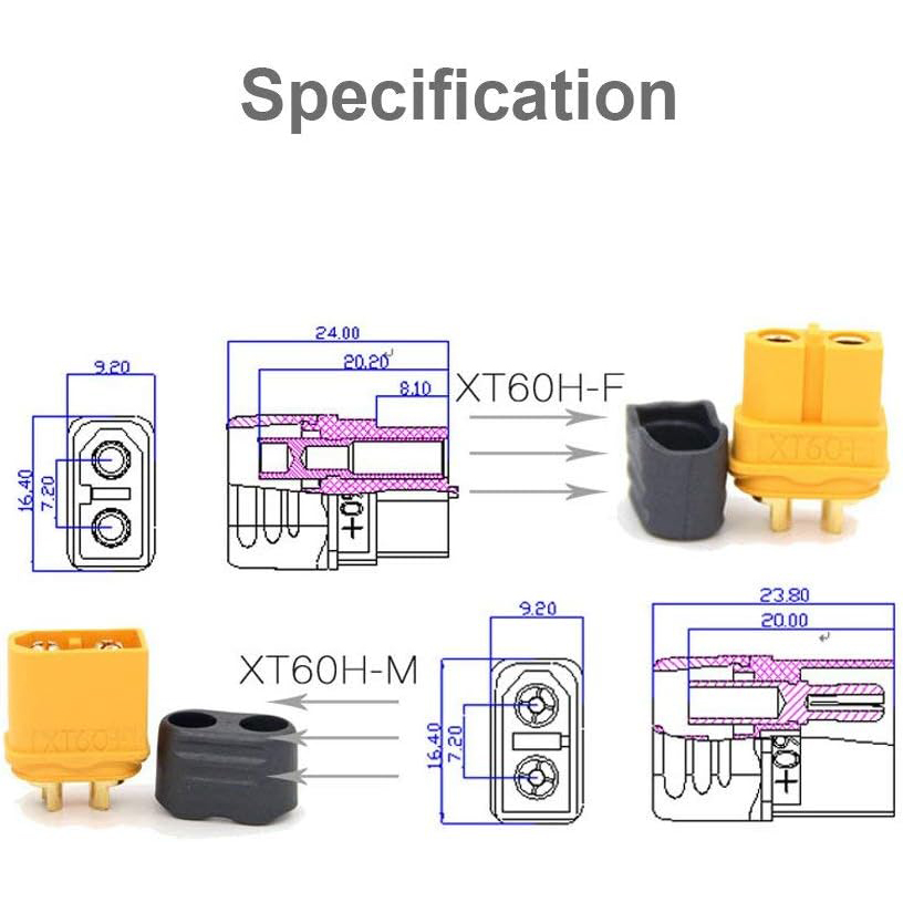 5 paires de connecteurs XT60H  - Drone Rc Link avis et prix